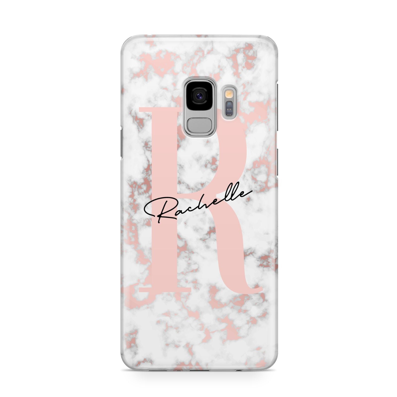 Monogrammed Rose Gold Marble Samsung Galaxy S9 Case