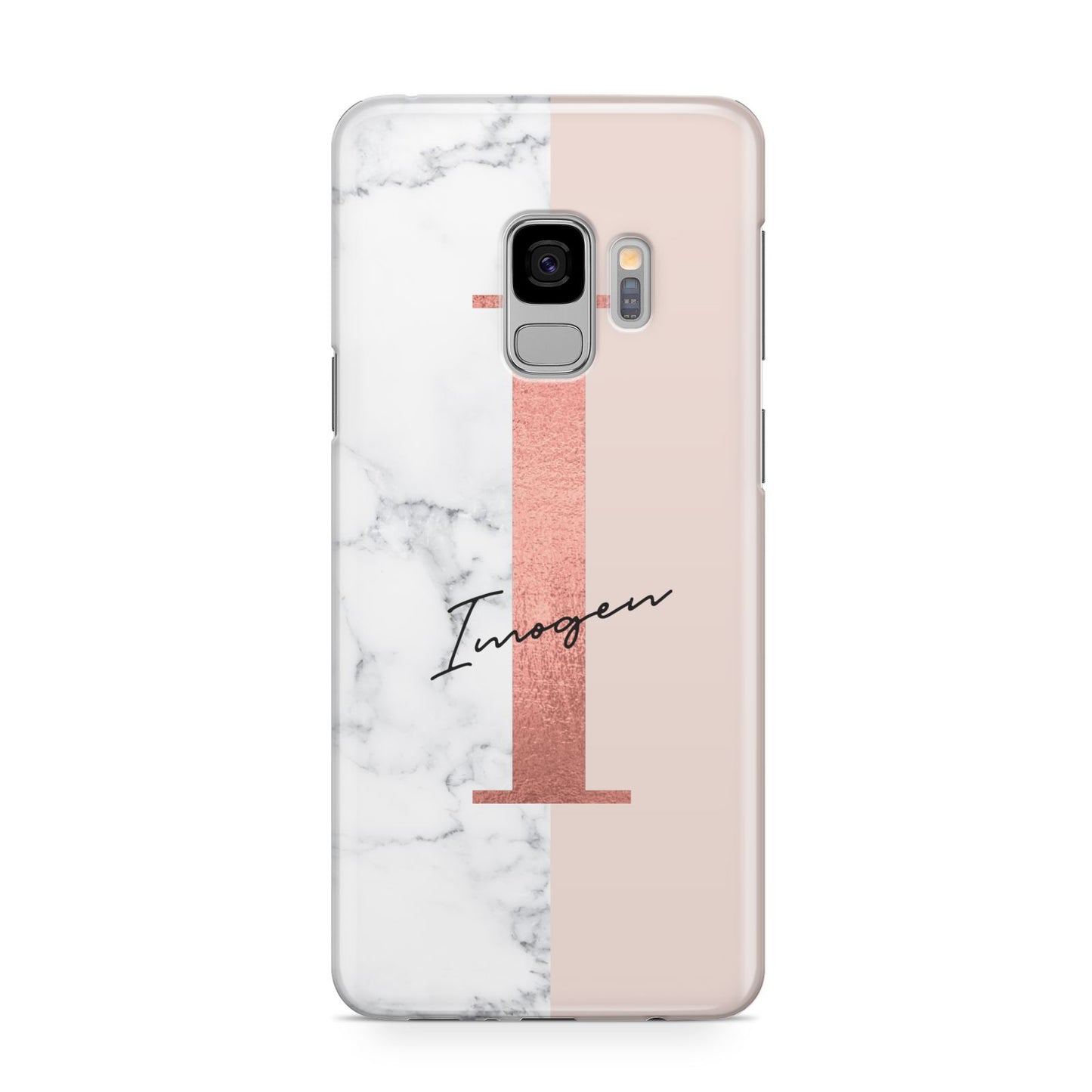 Monogrammed Rose Gold Marble Samsung Galaxy S9 Case