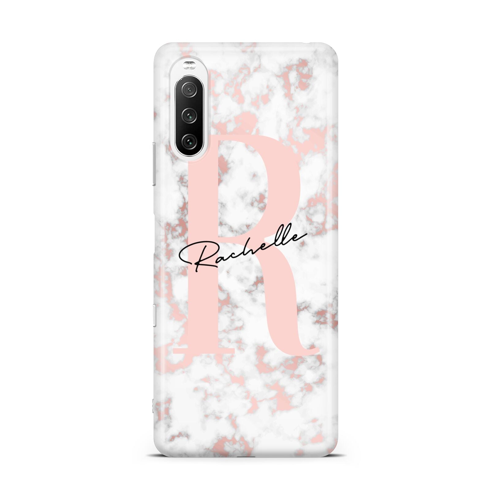 Monogrammed Rose Gold Marble Sony Xperia 10 III Case