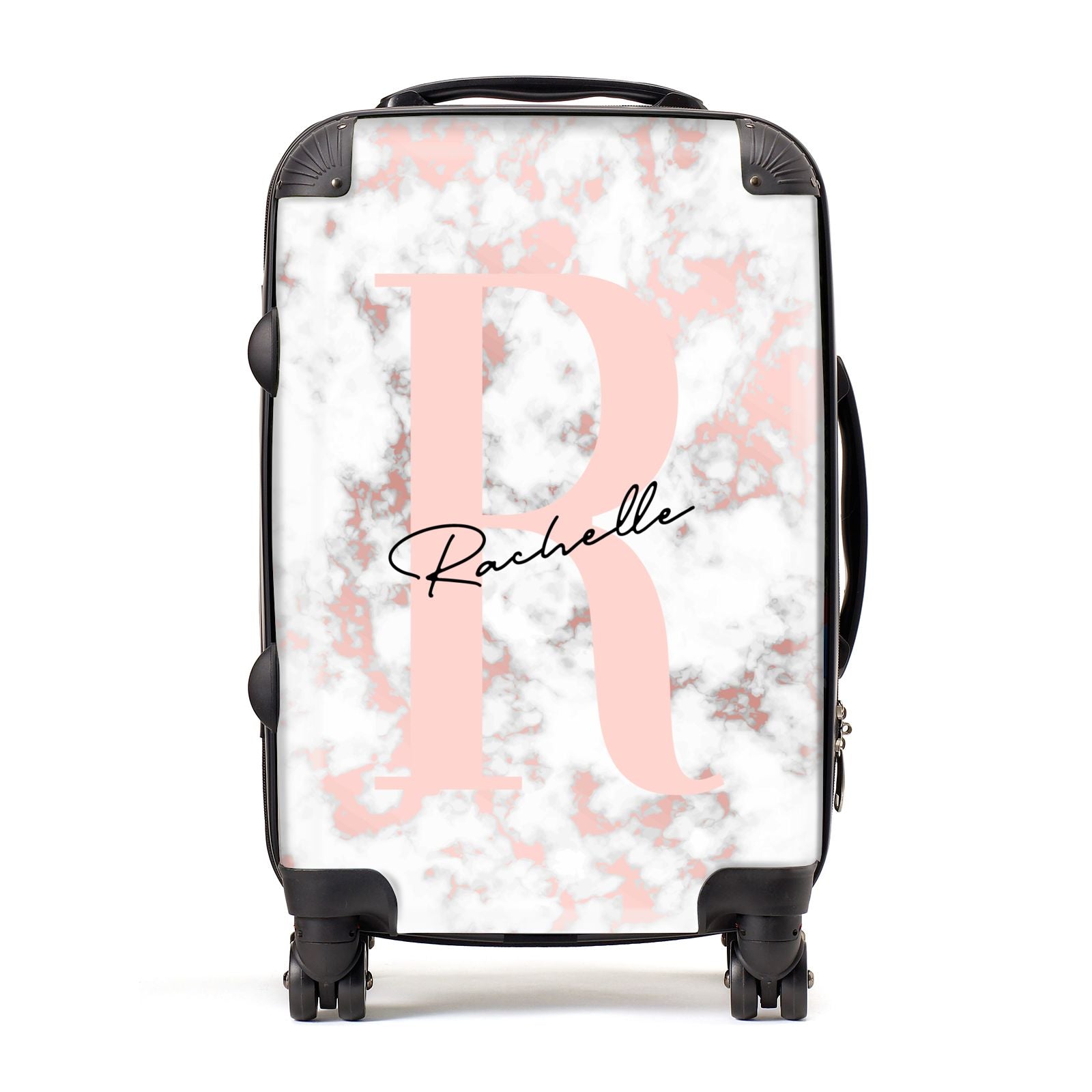Monogrammed Rose Gold Marble Suitcase
