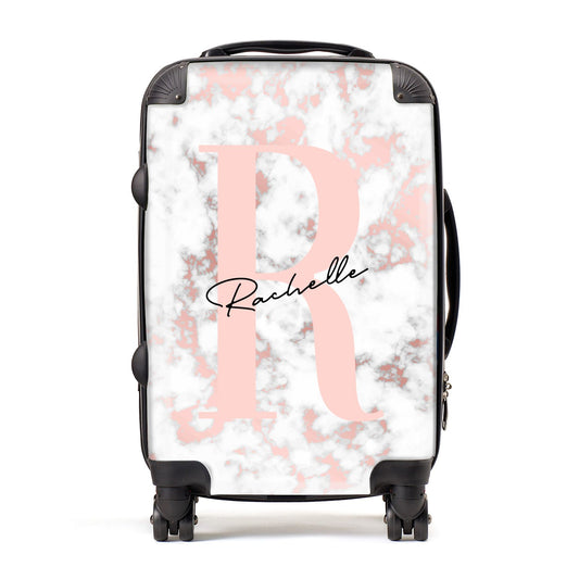 Monogrammed Rose Gold Marble Suitcase