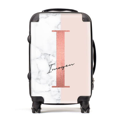 Monogrammed Rose Gold Marble Suitcase