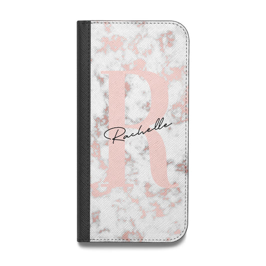Monogrammed Rose Gold Marble Vegan Leather Flip Samsung Case