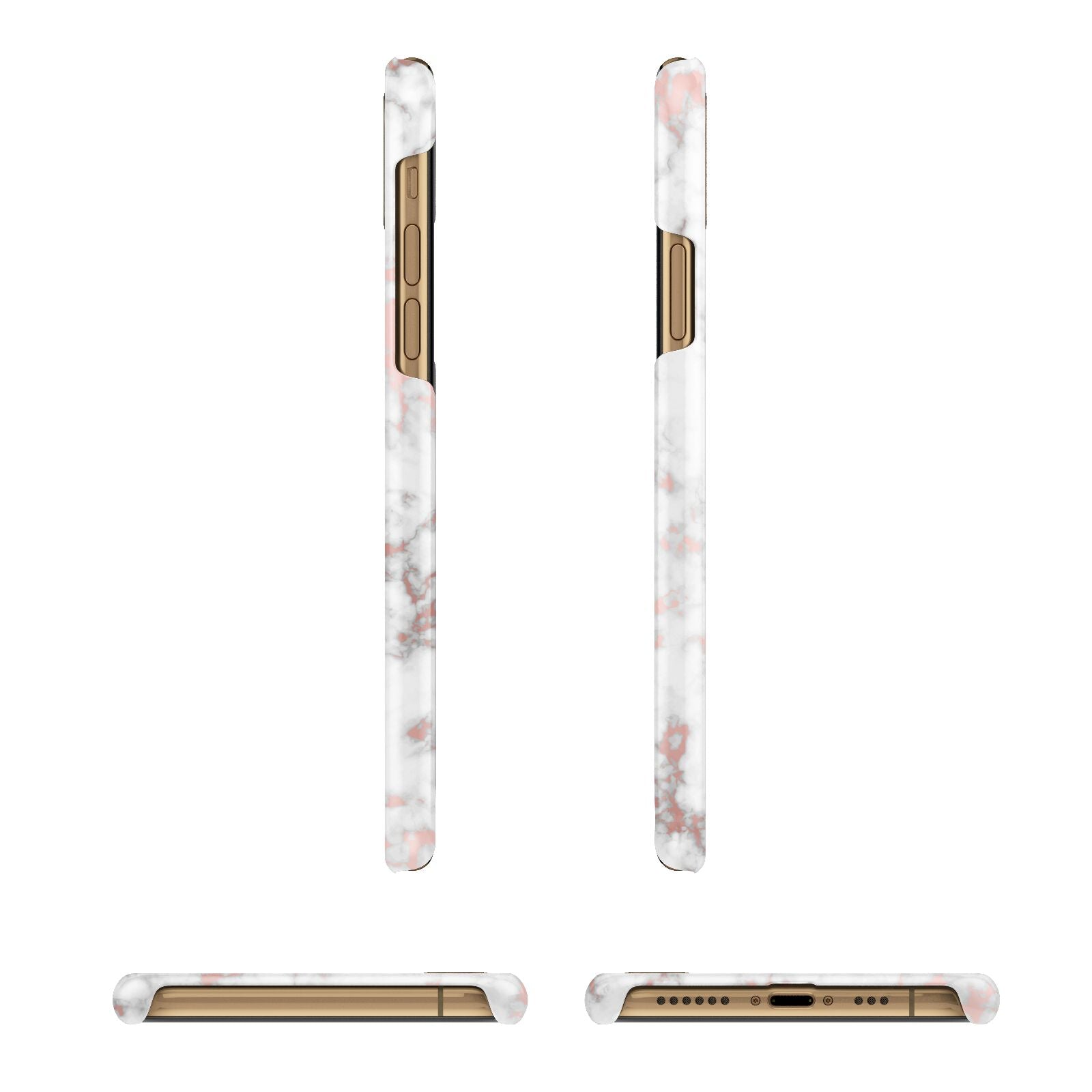 Monogrammed Rose Gold Marble iPhone 11 3D Snap Case Angle Images