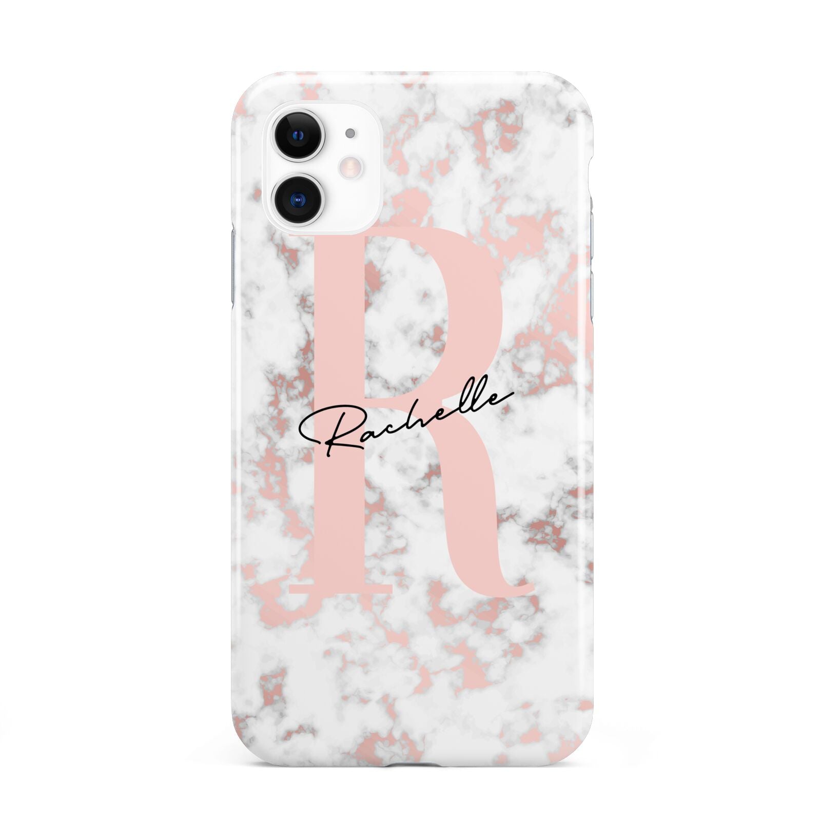 Monogrammed Rose Gold Marble iPhone 11 3D Tough Case