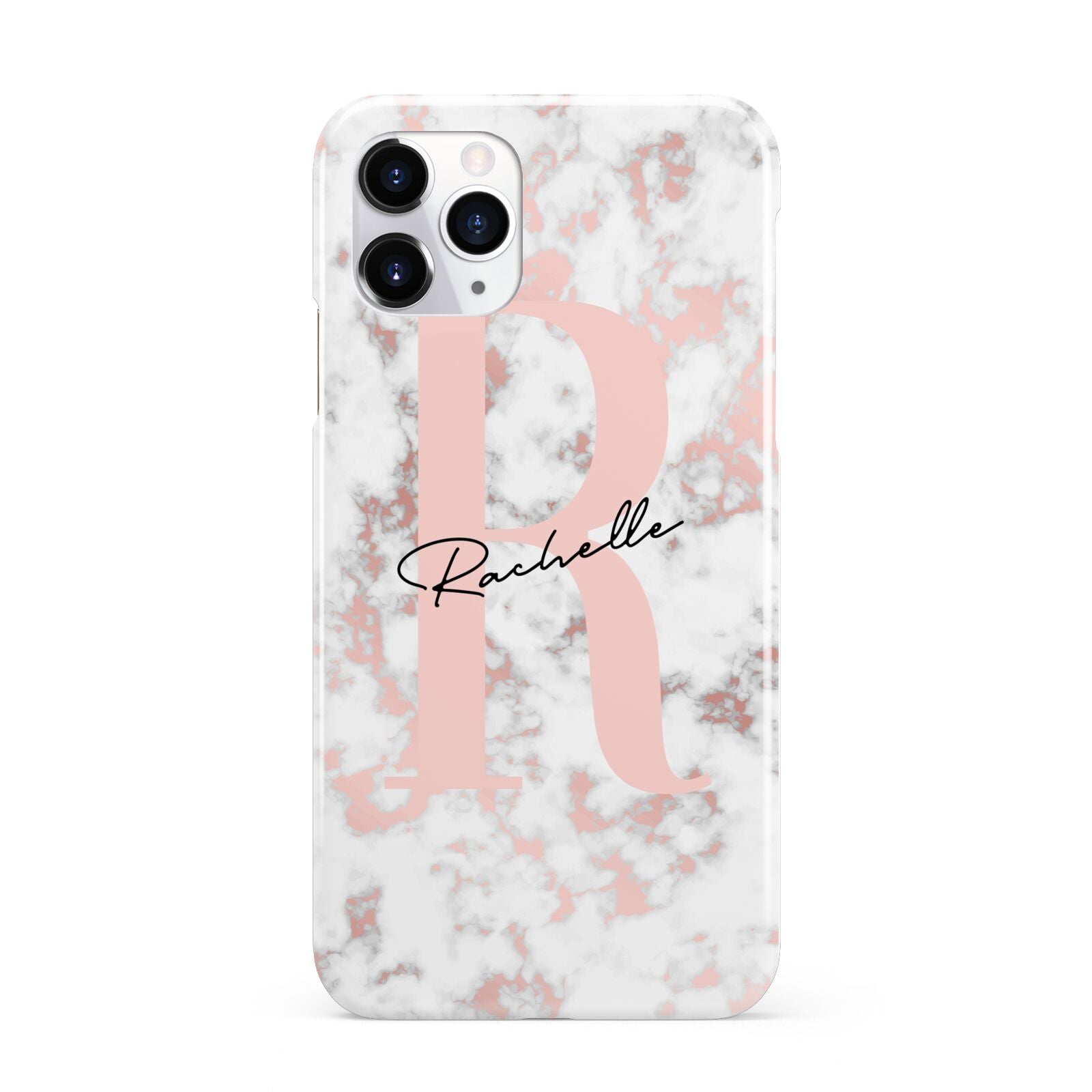 Monogrammed Rose Gold Marble iPhone 11 Pro 3D Snap Case