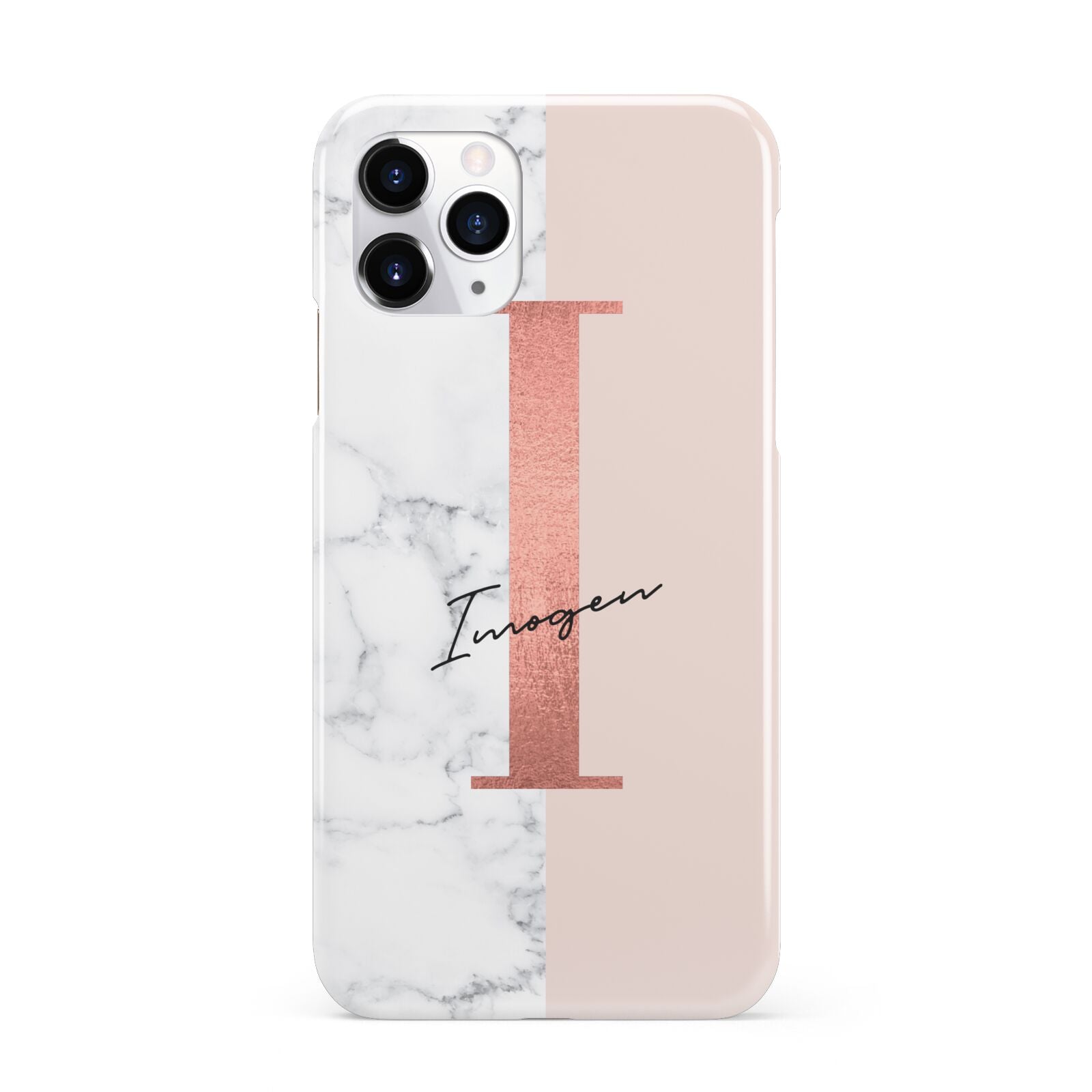 Monogrammed Rose Gold Marble iPhone 11 Pro 3D Snap Case