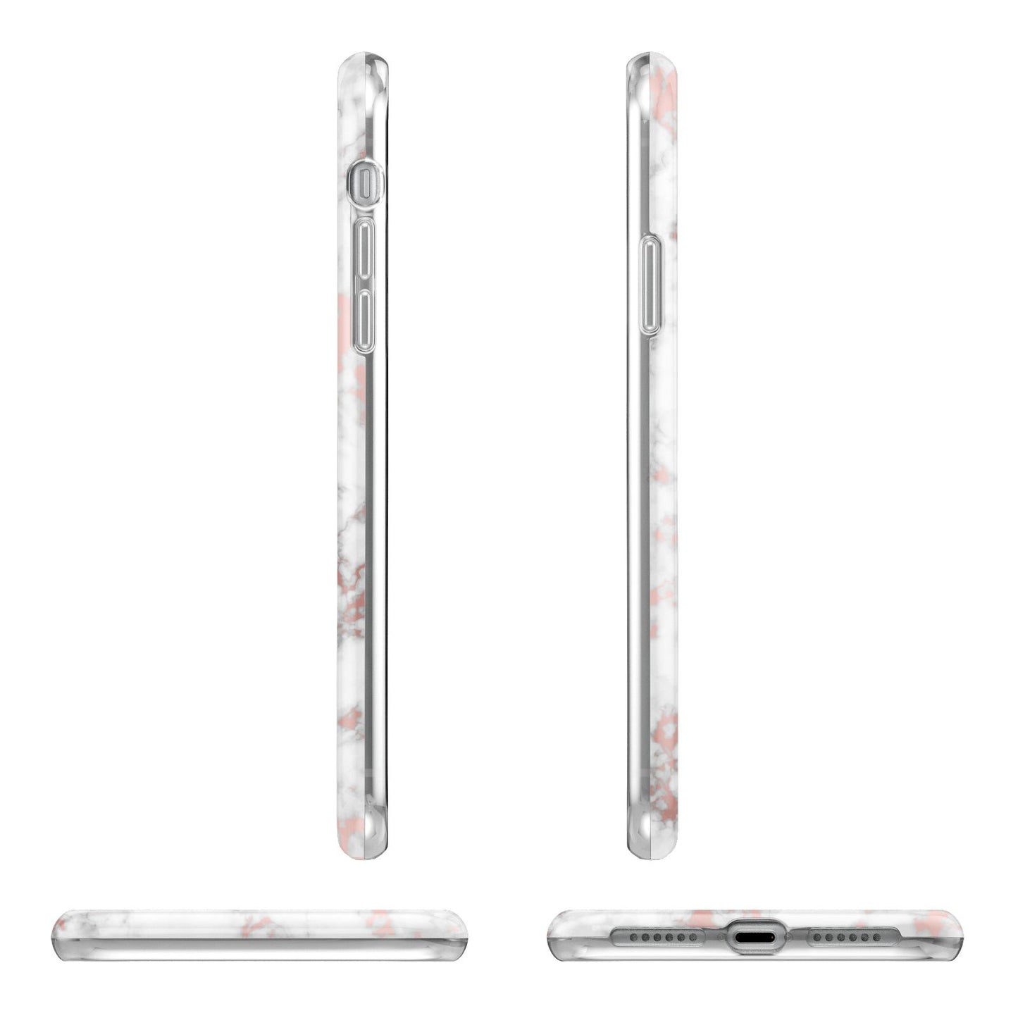 Monogrammed Rose Gold Marble iPhone 11 Pro 3D Tough Case Angle Images