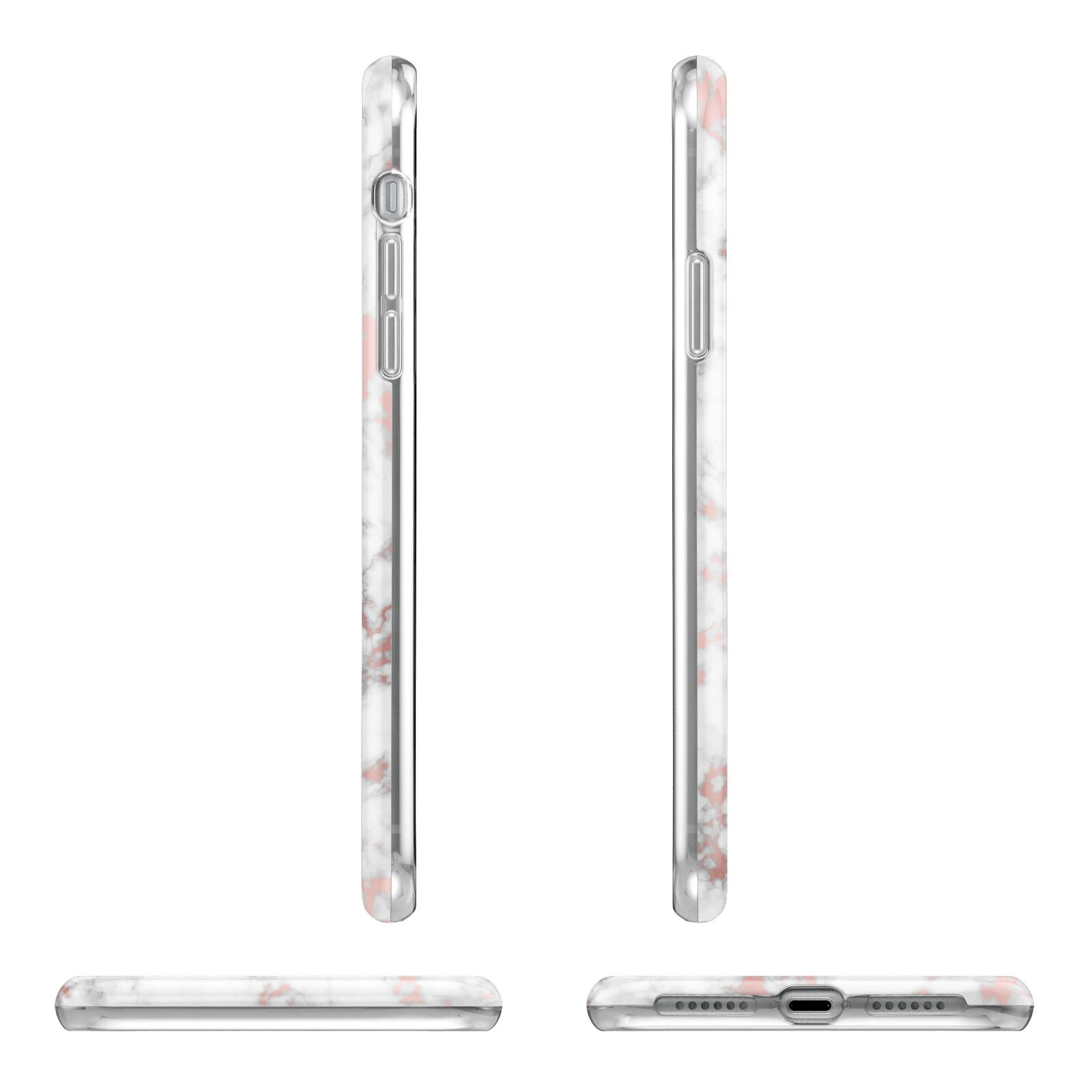 Monogrammed Rose Gold Marble iPhone 11 Pro 3D Tough Case Angle Images