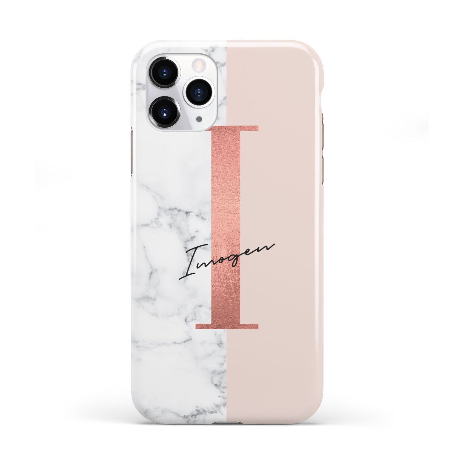 Monogrammed Rose Gold Marble iPhone 11 Pro 3D Tough Case