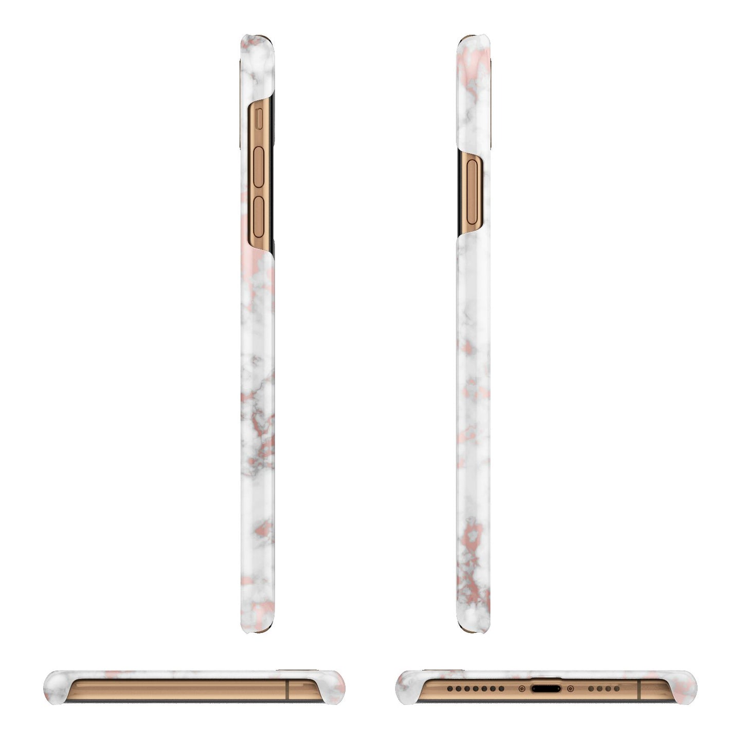 Monogrammed Rose Gold Marble iPhone 11 Pro Max 3D Snap Case Angle Images