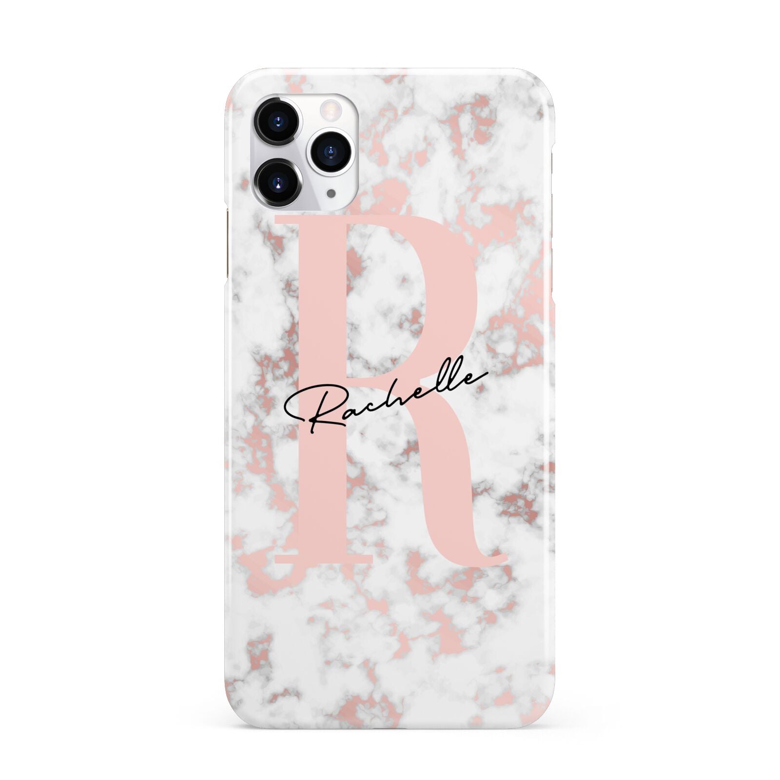Monogrammed Rose Gold Marble iPhone 11 Pro Max 3D Snap Case