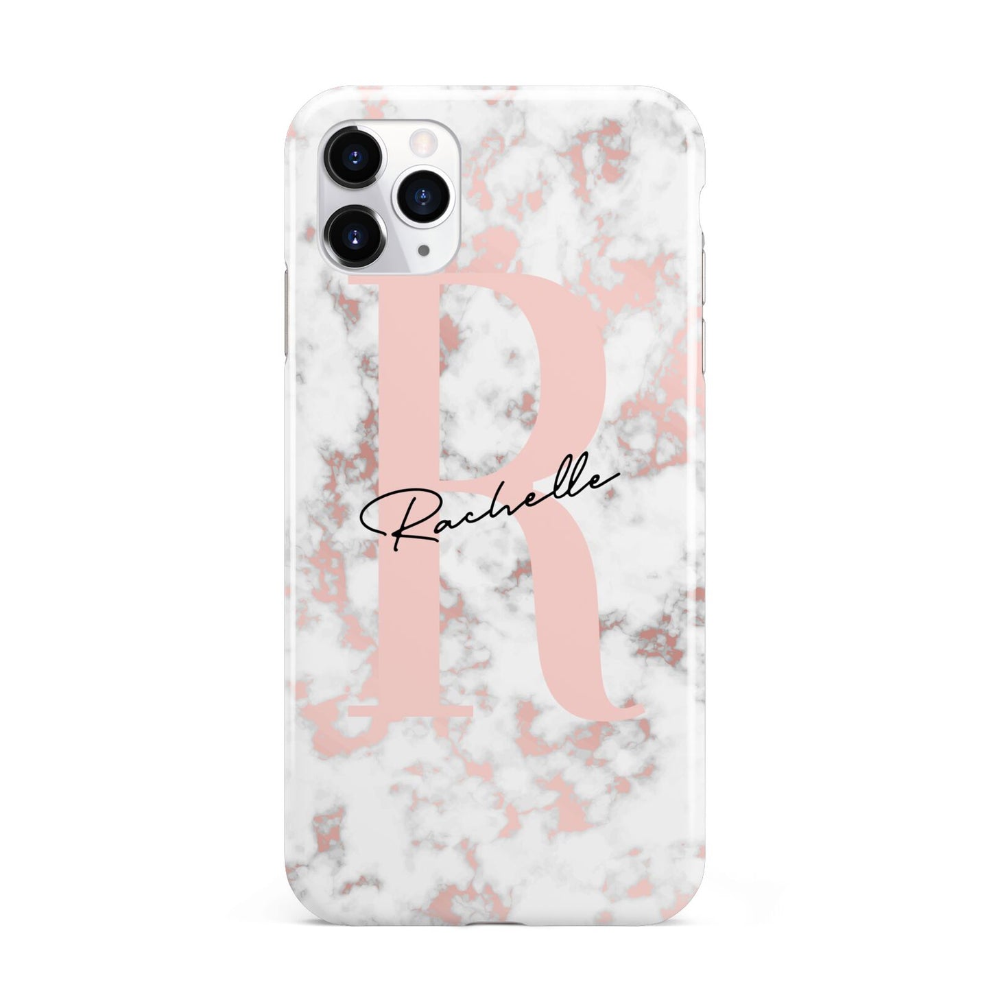 Monogrammed Rose Gold Marble iPhone 11 Pro Max 3D Tough Case