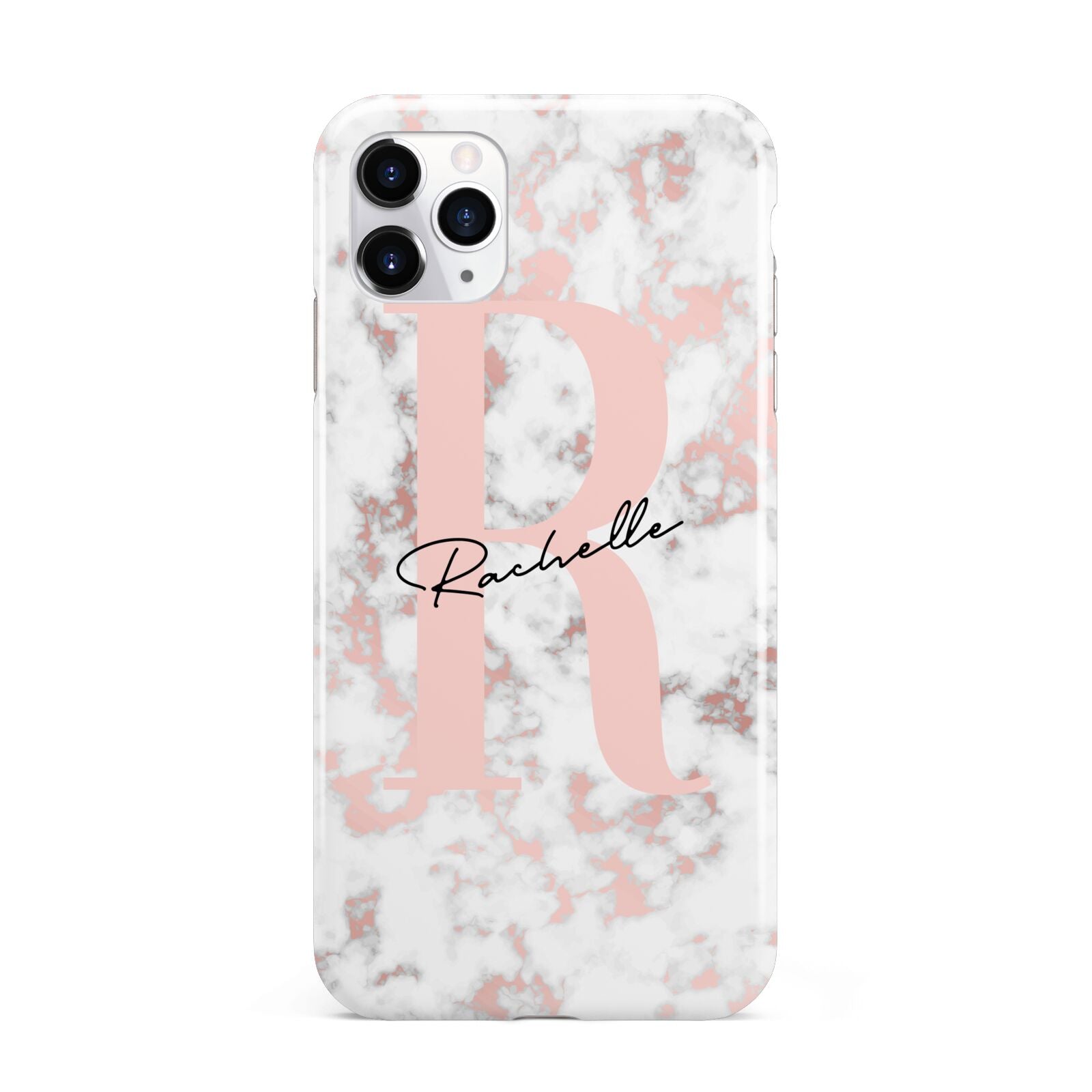 Monogrammed Rose Gold Marble iPhone 11 Pro Max 3D Tough Case