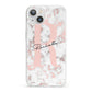 Monogrammed Rose Gold Marble iPhone 13 Clear Bumper Case