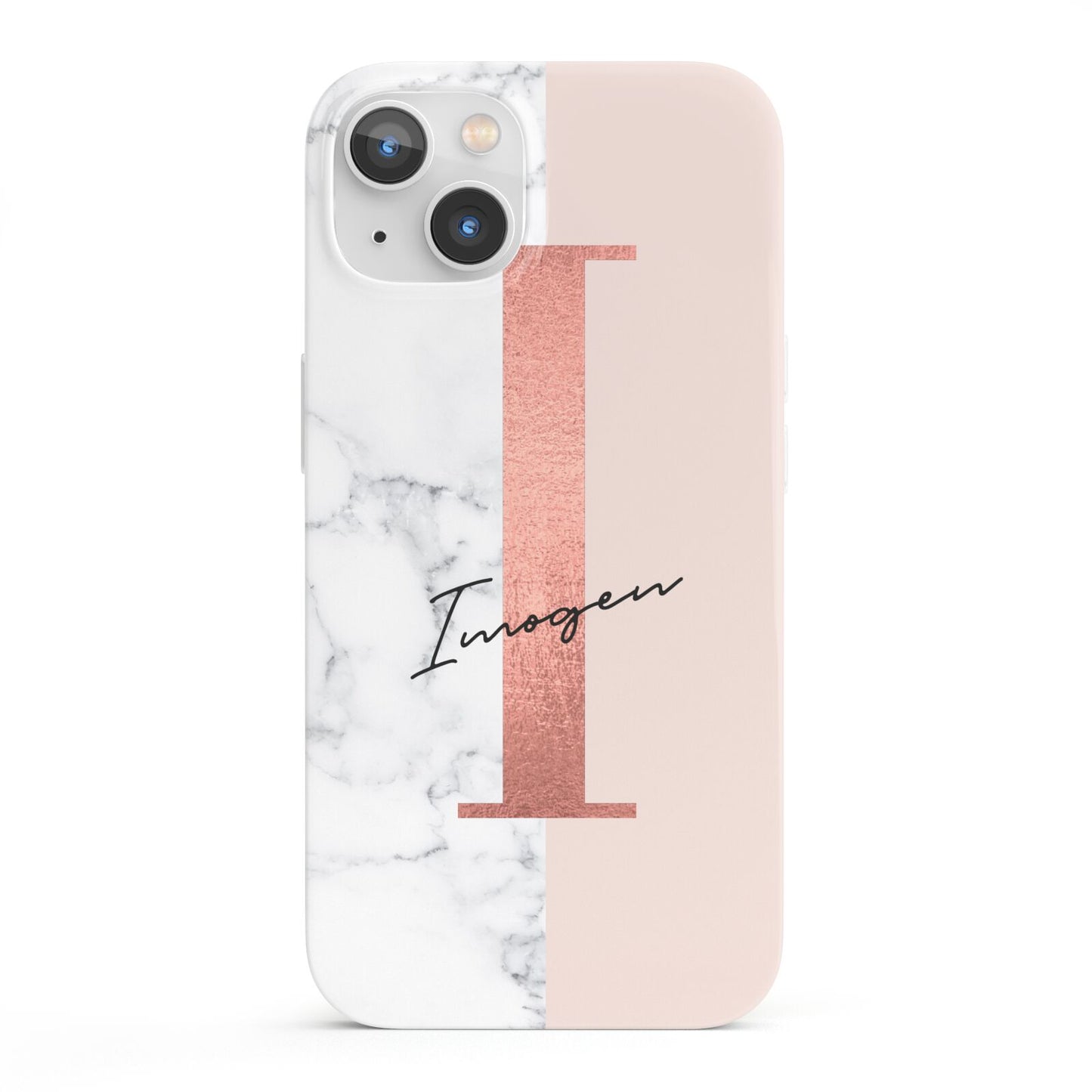 Monogrammed Rose Gold Marble iPhone 13 Full Wrap 3D Snap Case