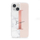 Monogrammed Rose Gold Marble iPhone 13 Mini Clear Bumper Case