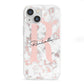 Monogrammed Rose Gold Marble iPhone 13 Mini Clear Bumper Case