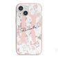 Monogrammed Rose Gold Marble iPhone 13 Mini TPU Impact Case with Pink Edges