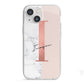 Monogrammed Rose Gold Marble iPhone 13 Mini TPU Impact Case with White Edges