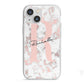 Monogrammed Rose Gold Marble iPhone 13 Mini TPU Impact Case with White Edges