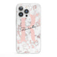 Monogrammed Rose Gold Marble iPhone 13 Pro Clear Bumper Case