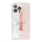Monogrammed Rose Gold Marble iPhone 13 Pro Clear Bumper Case