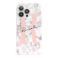 Monogrammed Rose Gold Marble iPhone 13 Pro Full Wrap 3D Snap Case
