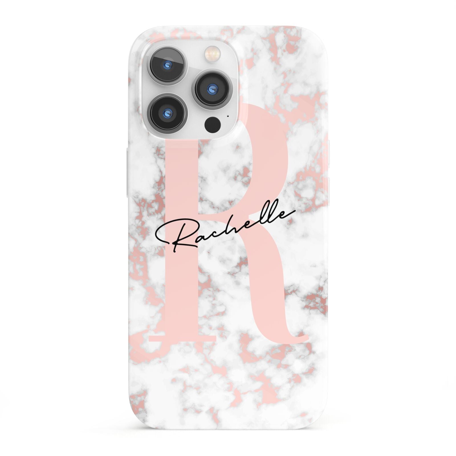Monogrammed Rose Gold Marble iPhone 13 Pro Full Wrap 3D Snap Case