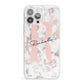 Monogrammed Rose Gold Marble iPhone 13 Pro Max Clear Bumper Case