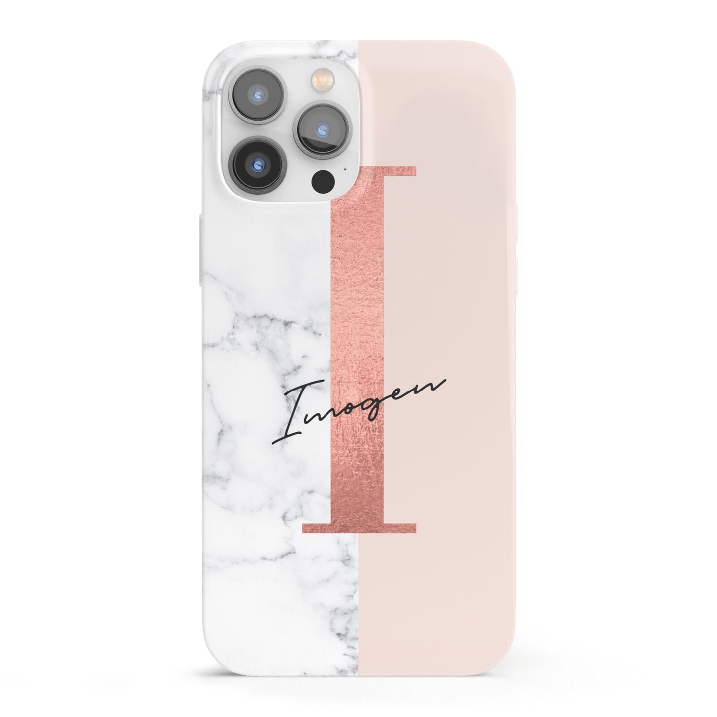 Monogrammed Rose Gold Marble iPhone 13 Pro Max Full Wrap 3D Snap Case