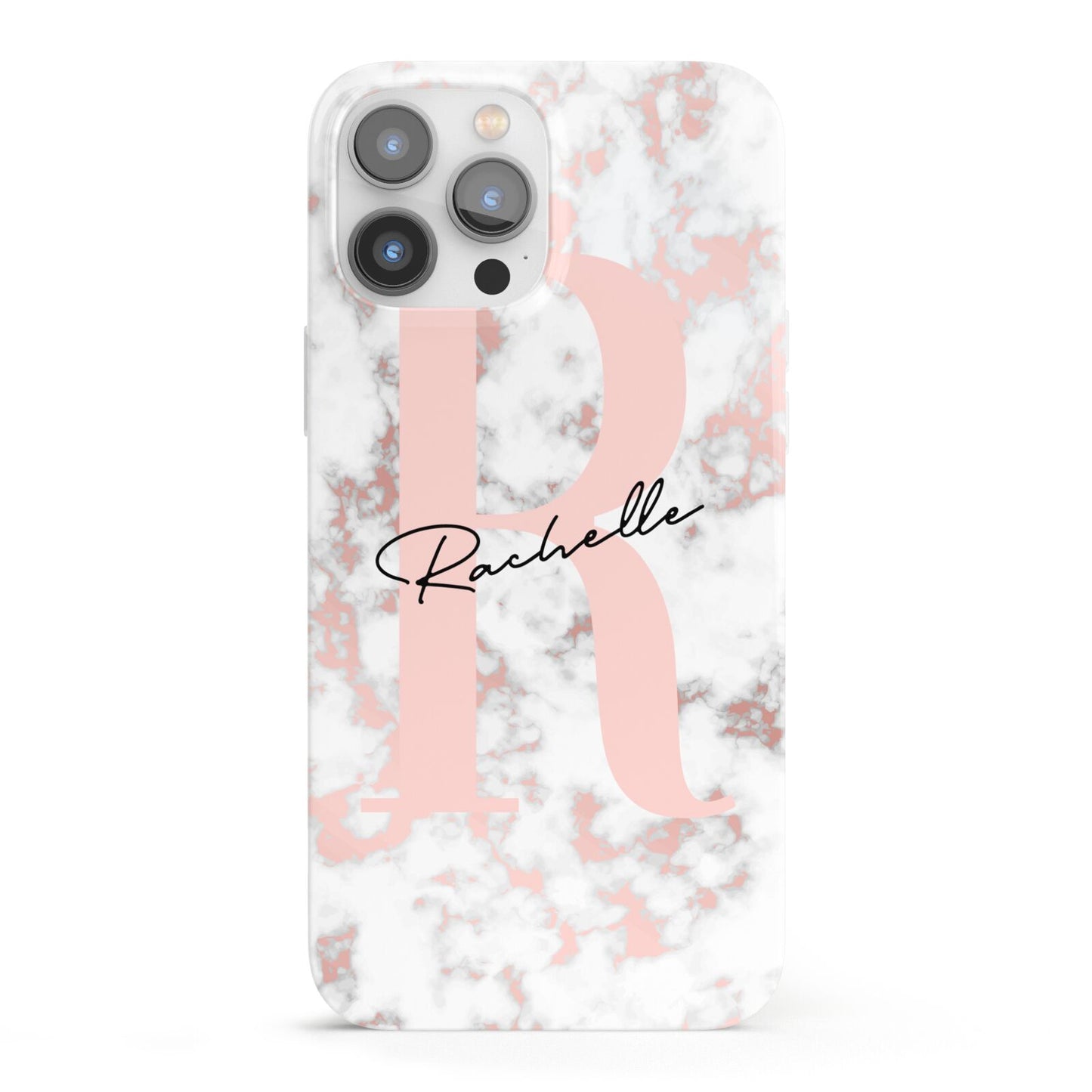 Monogrammed Rose Gold Marble iPhone 13 Pro Max Full Wrap 3D Snap Case