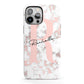 Monogrammed Rose Gold Marble iPhone 13 Pro Max Full Wrap 3D Tough Case