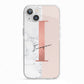 Monogrammed Rose Gold Marble iPhone 13 TPU Impact Case with White Edges