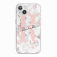 Monogrammed Rose Gold Marble iPhone 13 TPU Impact Case with White Edges