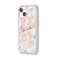 Monogrammed Rose Gold Marble iPhone 14 Clear Tough Case Starlight Angled Image