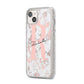 Monogrammed Rose Gold Marble iPhone 14 Plus Glitter Tough Case Starlight Angled Image