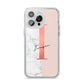 Monogrammed Rose Gold Marble iPhone 14 Pro Max Clear Tough Case Silver