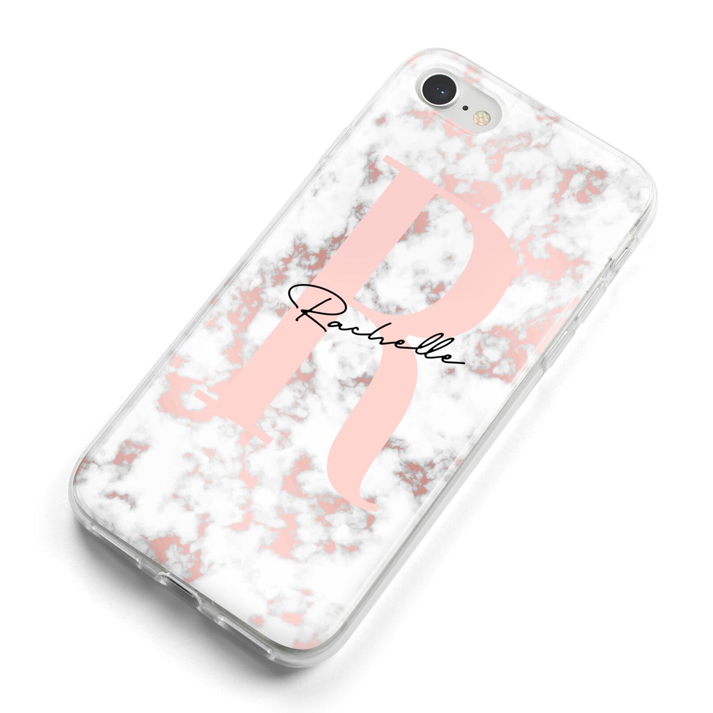 Monogrammed Rose Gold Marble iPhone 8 Bumper Case on Silver iPhone Alternative Image