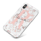 Monogrammed Rose Gold Marble iPhone X Bumper Case on Silver iPhone