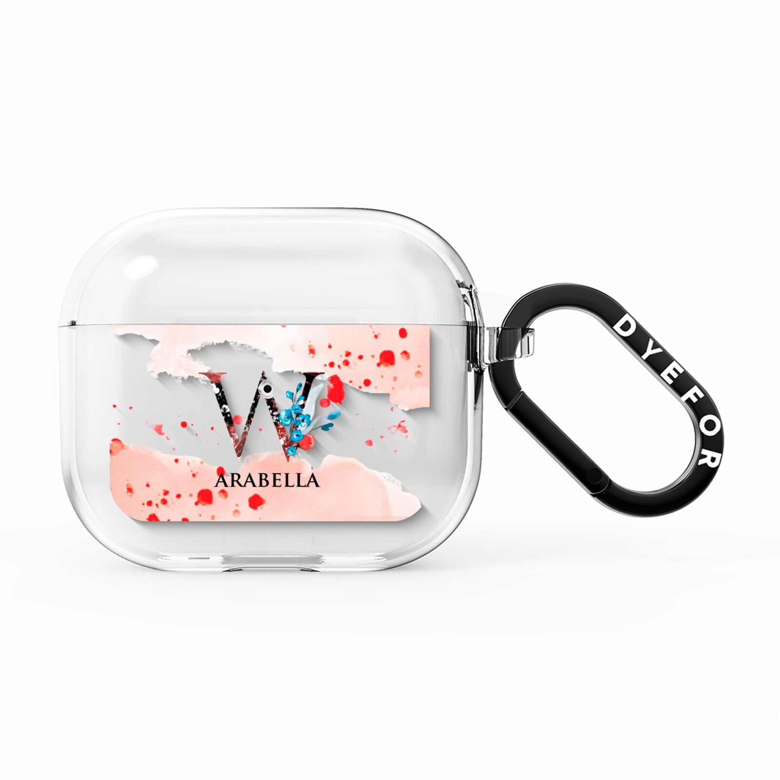 Monogrammed Roses Floral Wreath AirPods Clear Case 3rd Gen