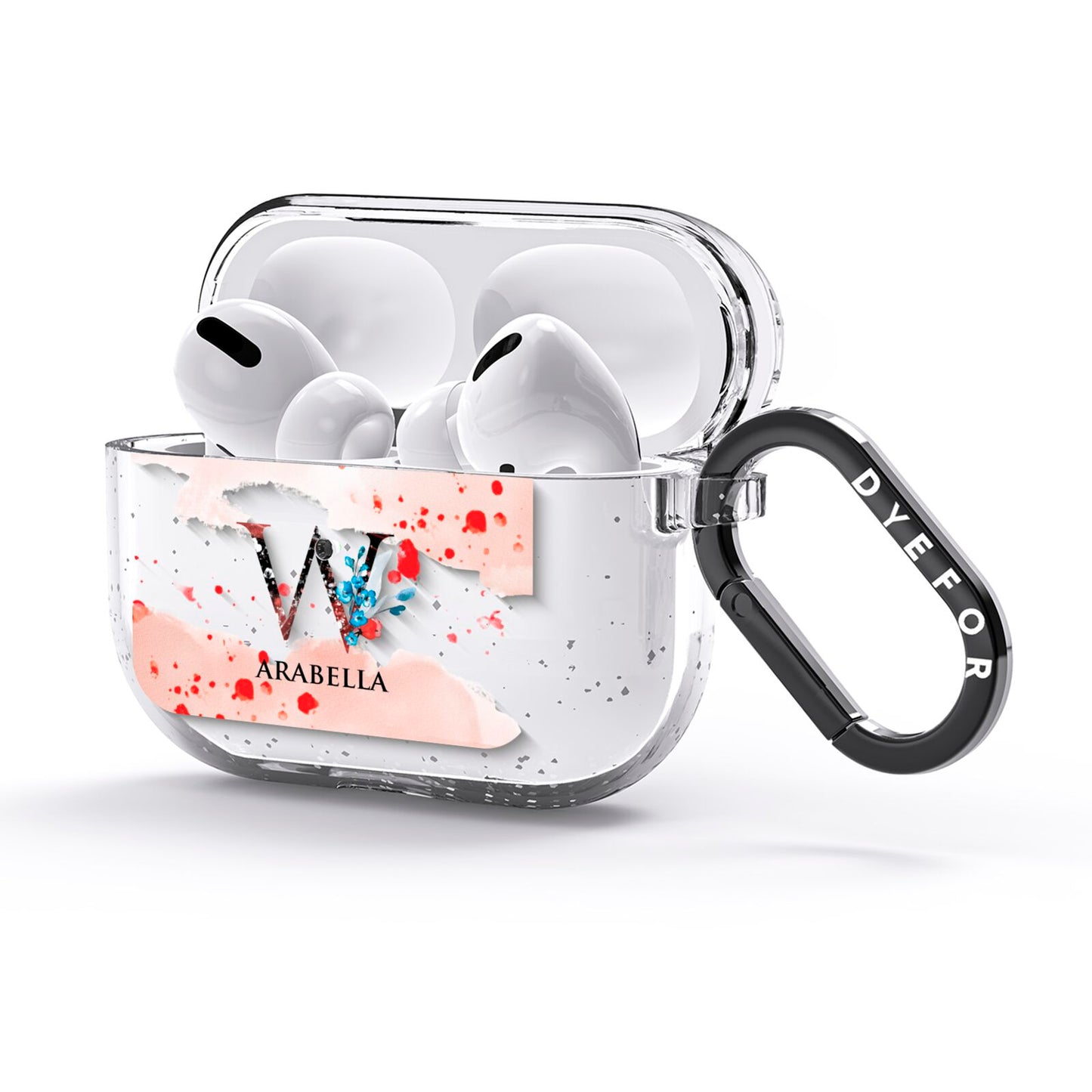 Monogrammed Roses Floral Wreath AirPods Glitter Case 3rd Gen Side Image