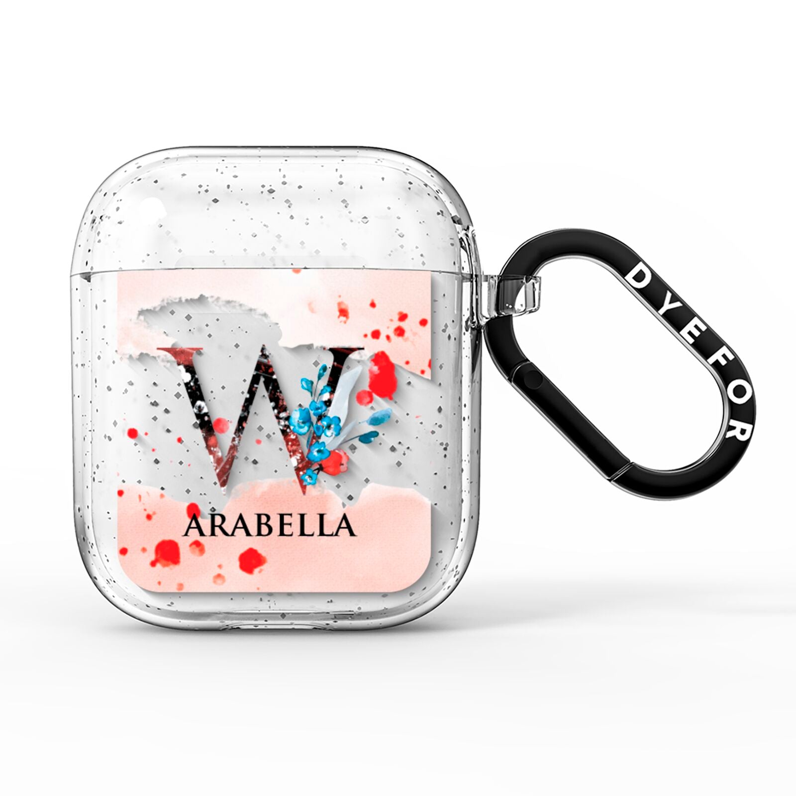 Monogrammed Roses Floral Wreath AirPods Glitter Case