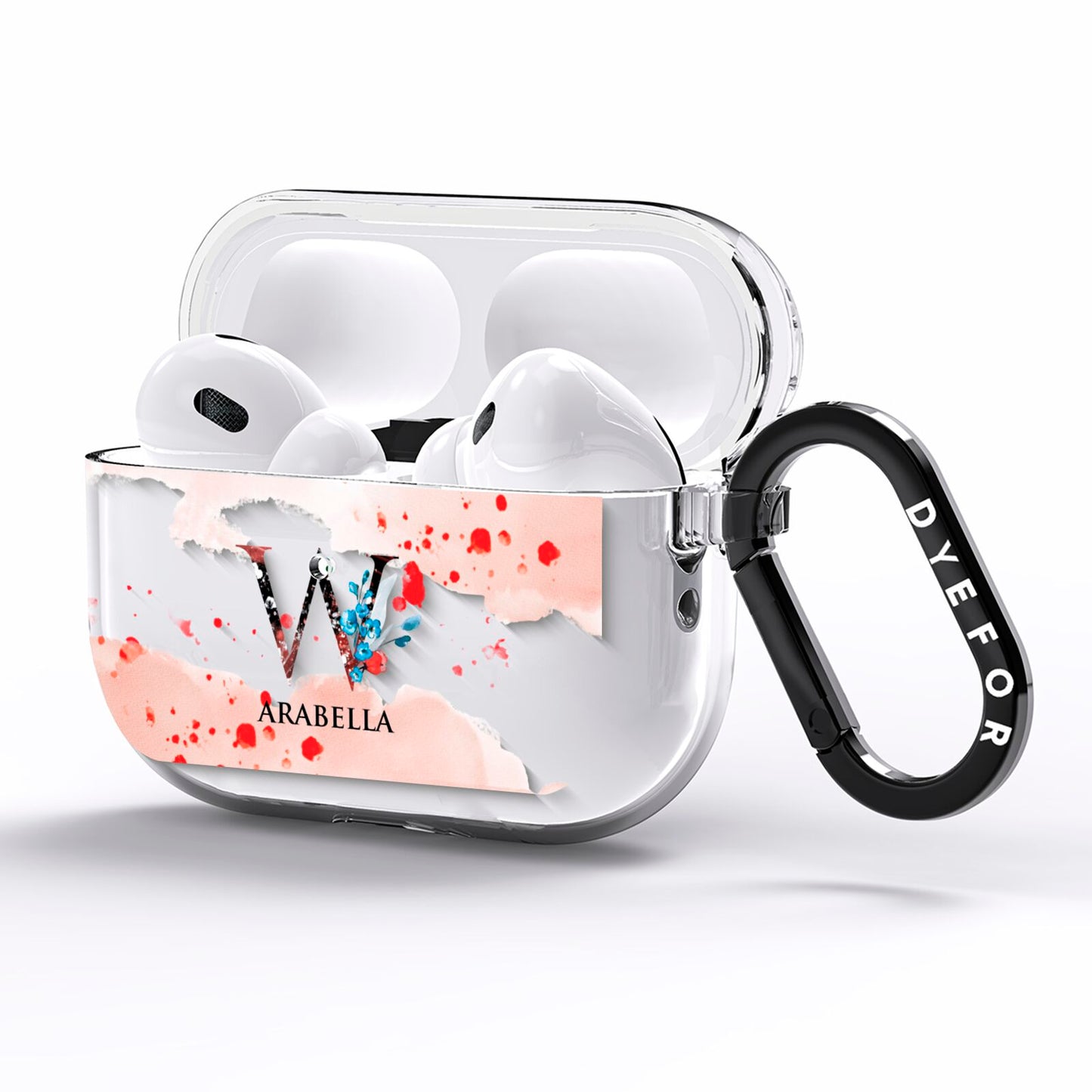 Monogrammed Roses Floral Wreath AirPods Pro Clear Case Side Image