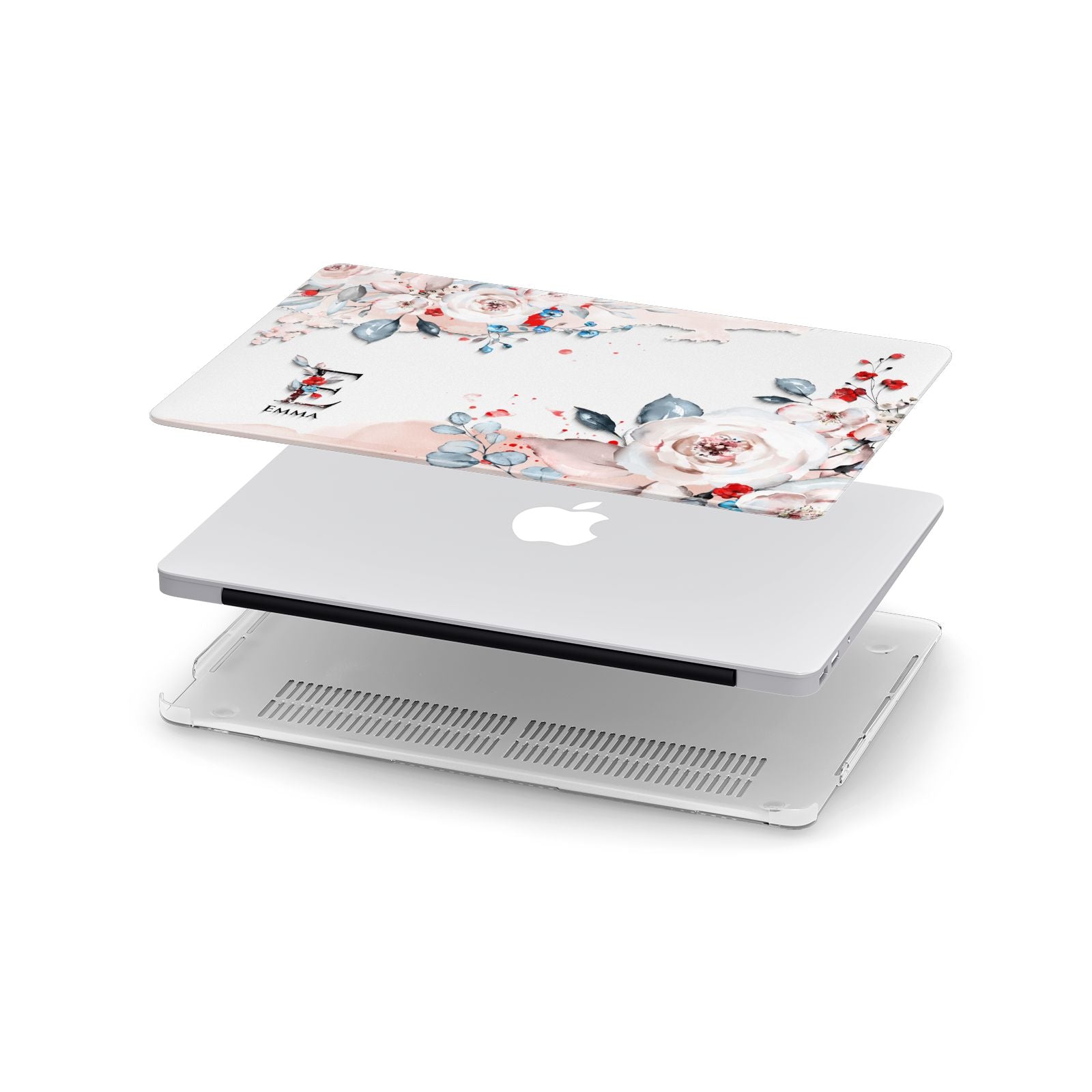 Monogrammed Roses Floral Wreath Apple MacBook Case in Detail