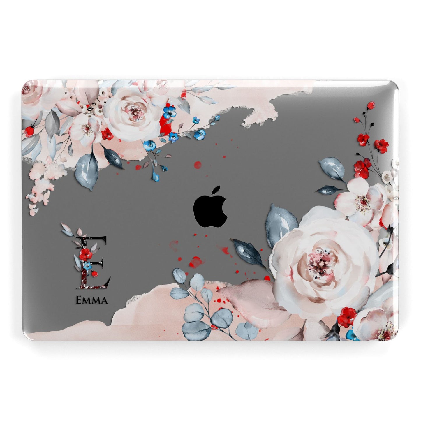 Monogrammed Roses Floral Wreath Apple MacBook Case