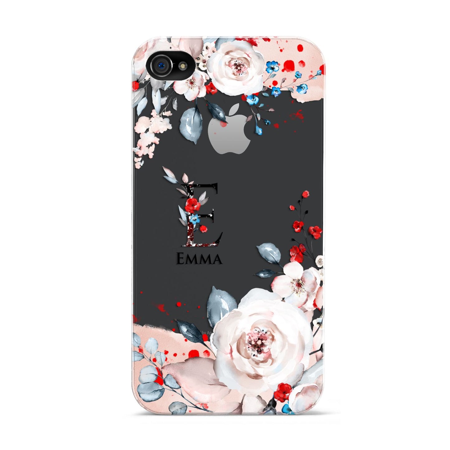 Monogrammed Roses Floral Wreath Apple iPhone 4s Case