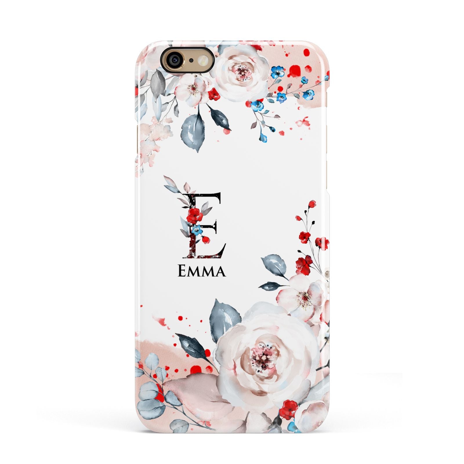 Monogrammed Roses Floral Wreath Apple iPhone 6 3D Snap Case