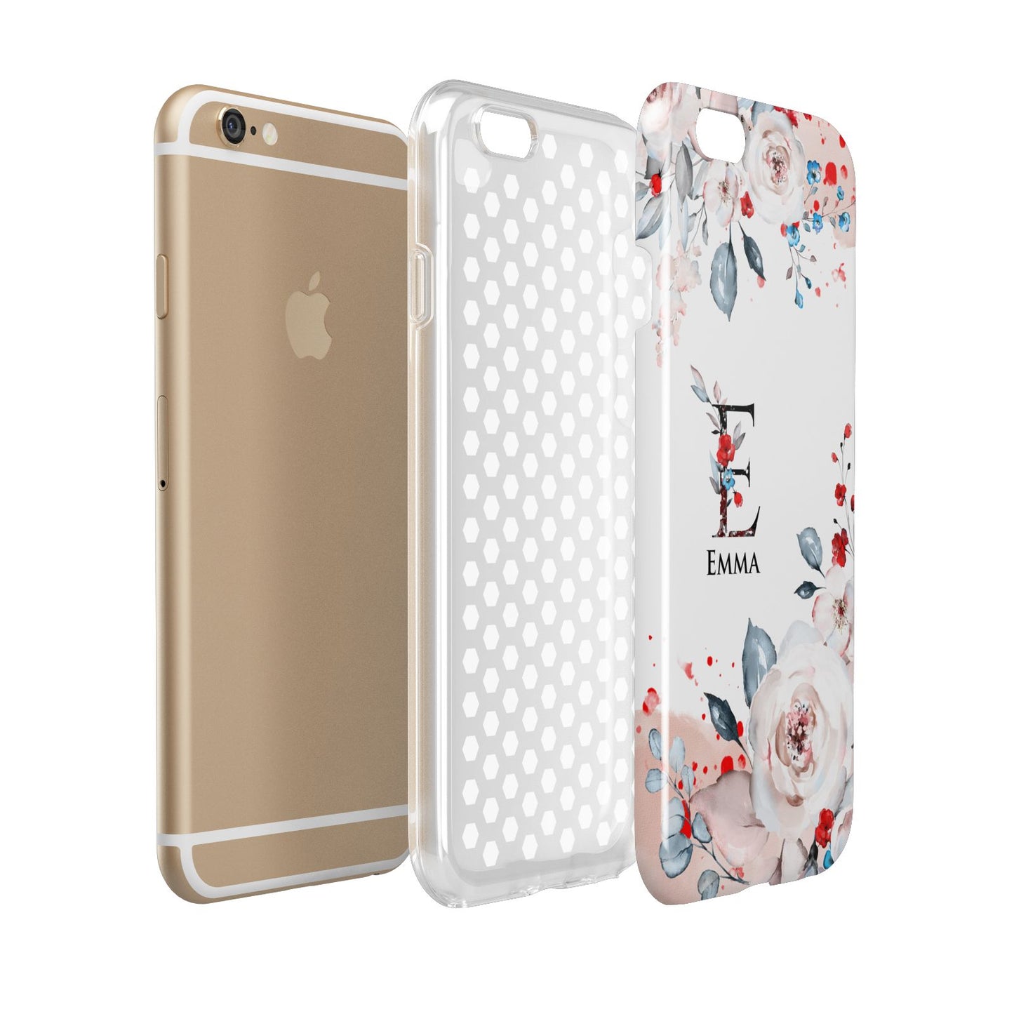 Monogrammed Roses Floral Wreath Apple iPhone 6 3D Tough Case Expanded view