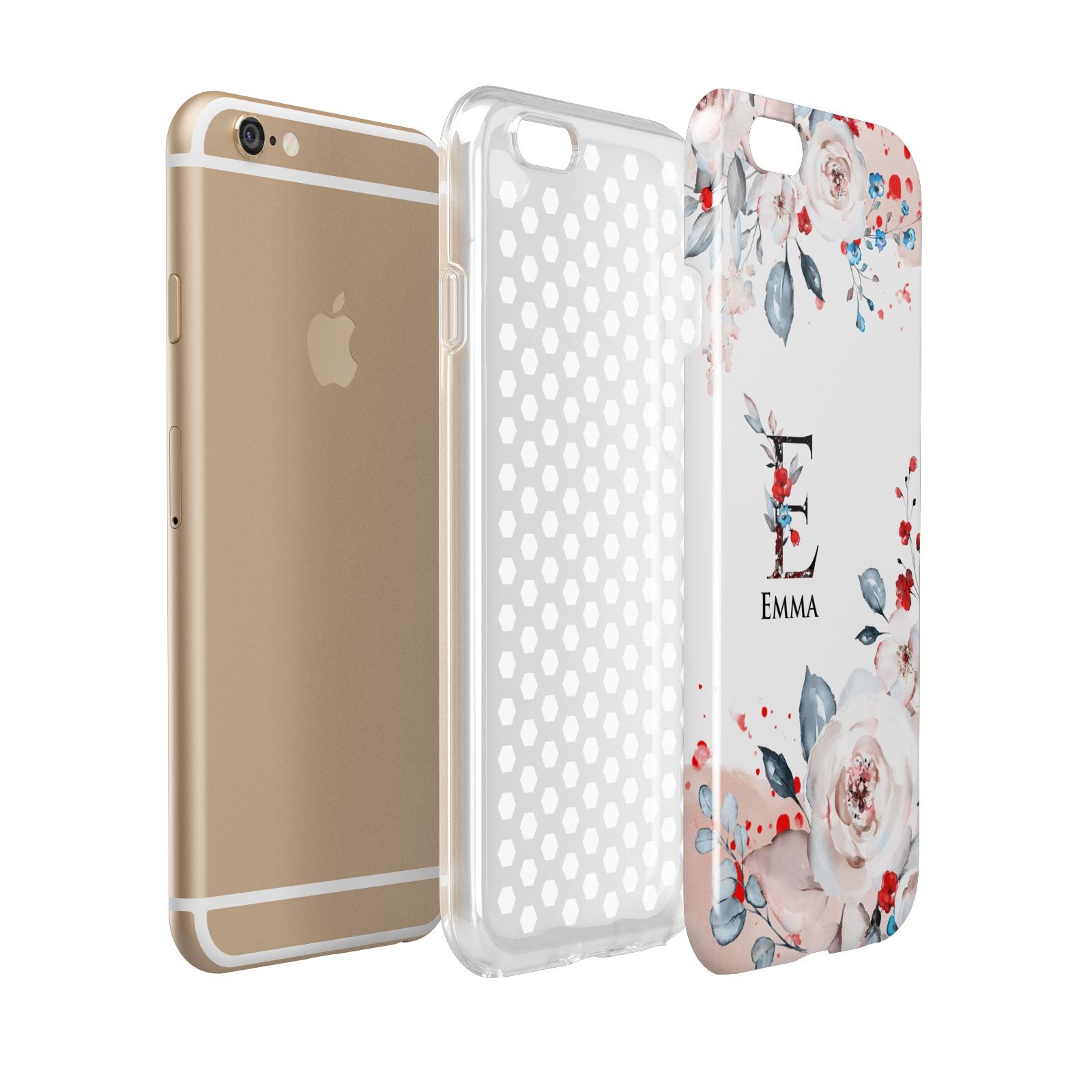 Monogrammed Roses Floral Wreath Apple iPhone 6 3D Tough Case Expanded view